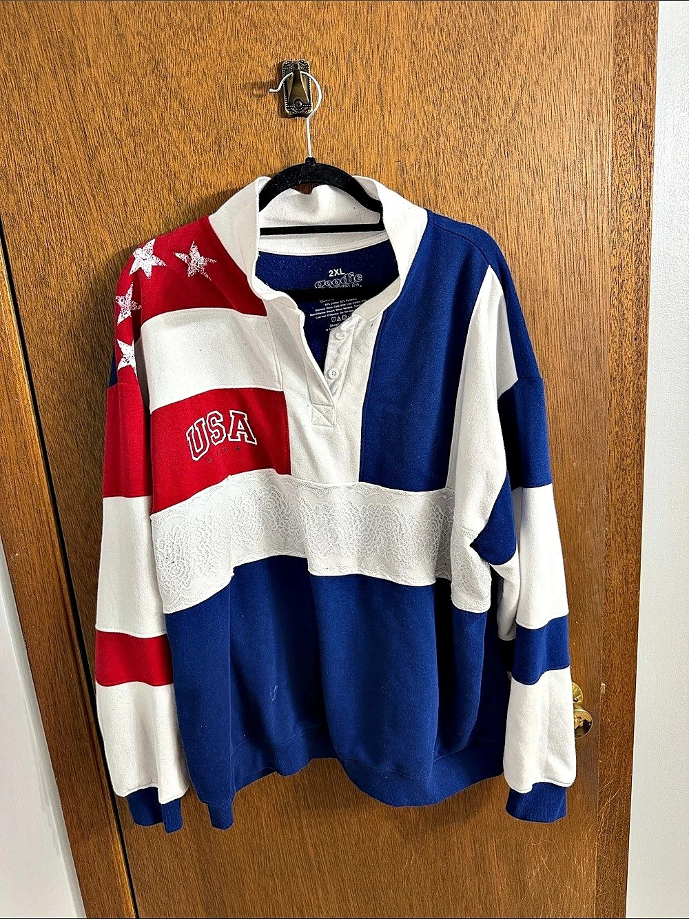 Goodie Two Sleeves Color Block Polo Blue & White 2XL
